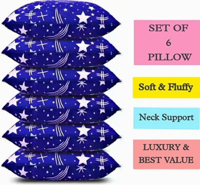 ERANC Microfibre Abstract Sleeping Pillow Pack of 6(Blue)