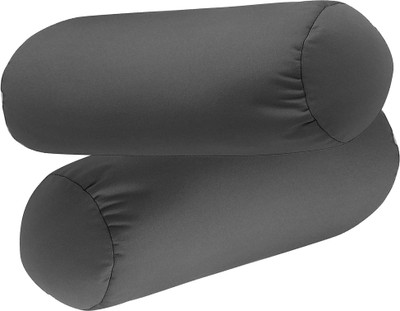 Jaipurlinen Microfibre Bolster Pack of 2 Solid(Grey)
