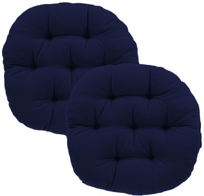 Daddy Cool Medium Comfort Round Cotton Solid Chair Pad Pack of 2(Dark Blue)