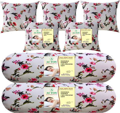 ACTOS Microfibre Bolster Pack of 7 Floral(White)