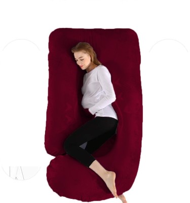 WONGVO J Shape Microfibre Solid Pregnancy Pillow Pack of 1(Maroon)