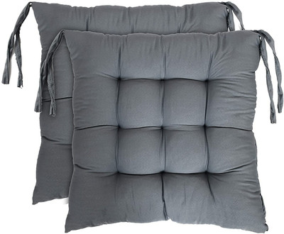 rangat craft NA Microfibre Solid Chair Pad Pack of 2(Grey)