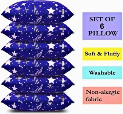 GOGA BLUE PRINT Microfibre Abstract Sleeping Pillow Pack of 6(Blue)