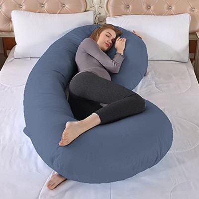 THUKRAN Microfibre Solid Pregnancy Pillow Pack of 1(Dark Blue)