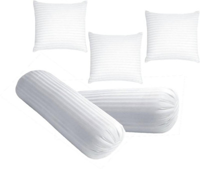 GTX Microfibre Bolster Pack of 5 Stripes Diwan Set Of 3 Premium Cushions & 2 Luxurious(White)