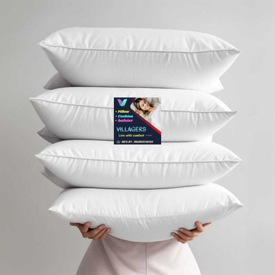 VILLAGERS Cotton Sleeping Pillow Pack of 4 Solid Comfort(White)