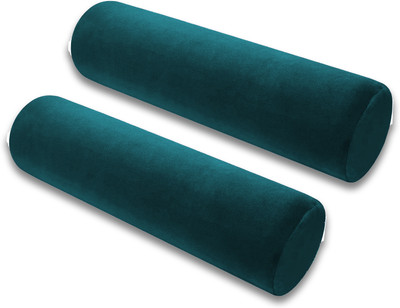Daddy Cool Microfibre Bolster Pack of 2 Solid Round Cervical Roll Cylinder Bolster Pillow 10 X 25 Inch(Sea Blue)