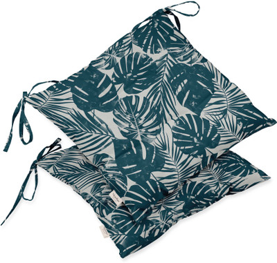 Vargottam Polyester Fibre Nature Chair Pad Pack of 2(Teal Green)