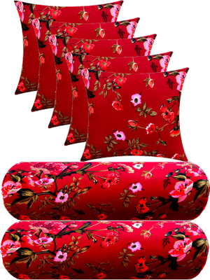 Changers Microfibre Bolster Pack of 7 Floral(Maroon)