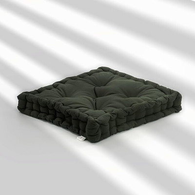 ESSAN FABRIX Premium Polyester Fibre Solid Floor Cushion Pack of 1(Dark Green)