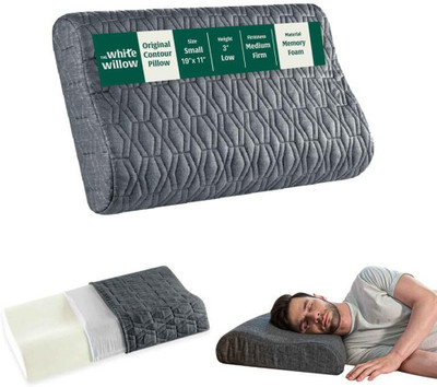 The White Willow X-Small Cervical Contour Memory Foam Geometric Orthopaedic Pillow Pack of 1(Grey)
