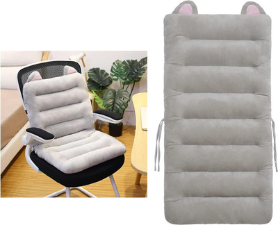 Hundur Store Microfibre Solid Chair Pad Pack of 1(Grey)