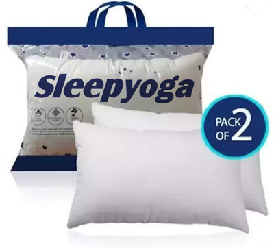 Sleep Yoga Polyester Fibre, Microfibre Solid Sleeping Pillow Pack of 2(White)