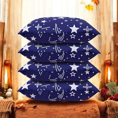 GZZZSD Microfibre Solid Sleeping Pillow Pack of 4(Blue)