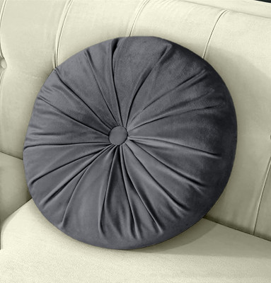 OASIS Velvet Sofa/Outdoor/Indoor Decorative Cushion Polyester Fibre Solid Cushion Pack of 1(Grey)