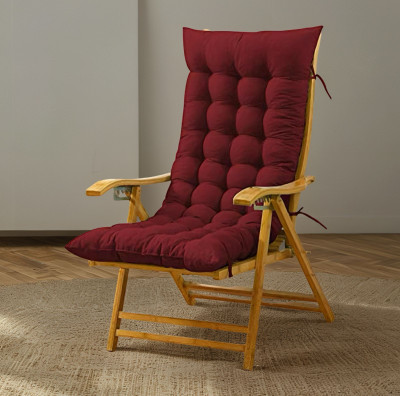 SOFT SNOOZE Microfibre Chair Pad Pack of 1 Solid Soft Ultra Luxury(Maroon)