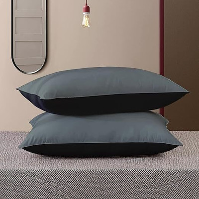 jpshine Microfibre Solid Sleeping Pillow Pack of 2(BlackGrey17x27pillow)