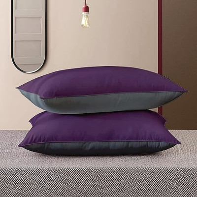 Comfowell Microfibre Solid Sleeping Pillow Pack of 2(PurpleGrey17X27pillow)