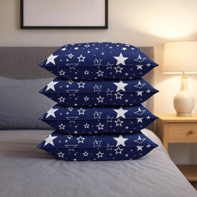 STOMIA STOMIA Polyester Fibre Abstract Sleeping Pillow Pack of 4(Blue)