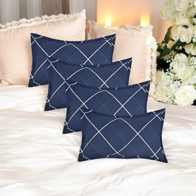 Cozy Palace Microfibre Solid Sleeping Pillow Pack of 4(Blue)
