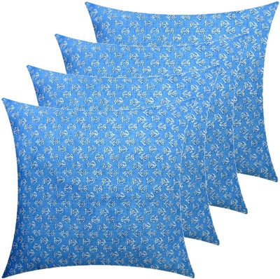 ACTOS Microfibre Floral Cushion Pack of 4(Light Blue)