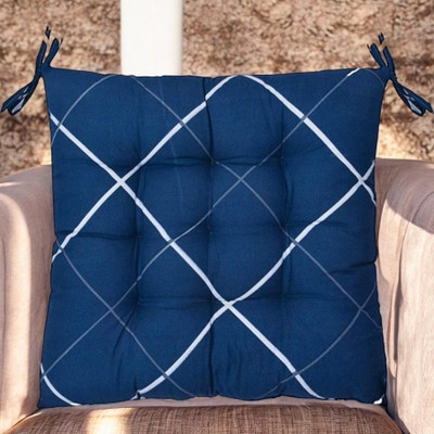 SOFT SNOOZE Soft Luxury Microfibre Solid Chair Pad Pack of 2(Blue)