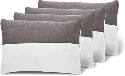 Wakefit Polyester Fibre Solid Sleeping Pillow Pack of 4(White, Grey)