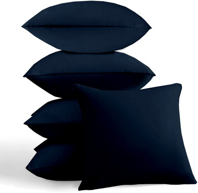 Bhumi Impex Cushion filler Microfibre Solid Cushion Pack of 5(Navy)