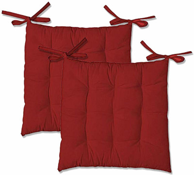 Comfowell Cotton Solid Chair Pad Pack of 2(Maroon)