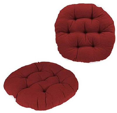 Fajal Cottan Udhyog Cotton Chair Pad Pack of 2 Solid Antique Round Chair Cushion Round Chairpad(Maroon)