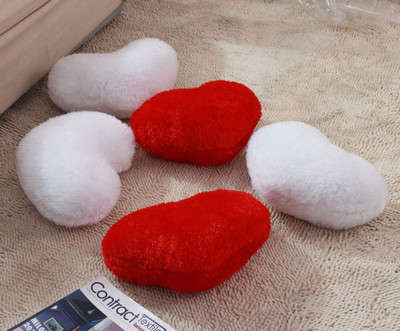 PICKKART Plush Heart Cushions, Red and White, Soft Decorative Throw Pillows, Set of 5 Microfibre Solid Cushion Pack of 5(Red, White)