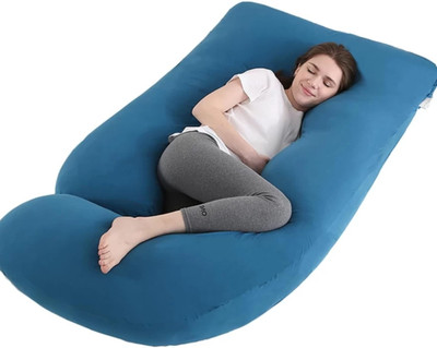 fluffymummy Cotton Solid Pregnancy Pillow Pack of 1(Light Blue)