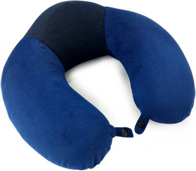 Sleepsia Velvet Memory Foam Neck Raised Travel Pillow I Neck Support Pillow - Memory Foam Solid Travel Pillow Pack of 1(Dark Blue)