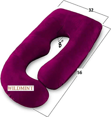 WILD MINT J Shape Polyester Fibre Solid Pregnancy Pillow Pack of 1(WINE)