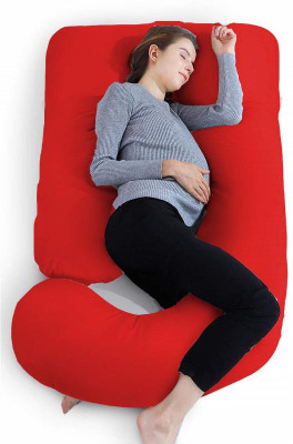 Mom's Moon Upgrade Model Of Pregnancy Pillow Microfibre Solid Pregnancy Pillow Pack of 1(Red)