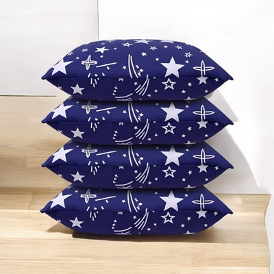GZZZSD Microfibre Solid Sleeping Pillow Pack of 4(Blue)