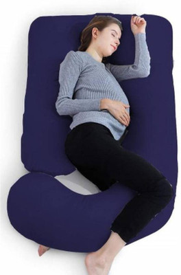 MAHADEV Luxury Velvet C Shape Microfibre Solid Pregnancy Pillow Pack of 1(navy blue g)