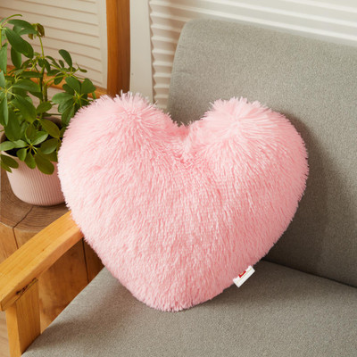Cozyert Fur heart shape cushion Microfibre Solid Cushion Pack of 1(Light Pink)