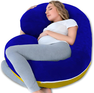 OZLY ultra soft c shaped pillow Polyester Fibre, Microfibre Solid Pregnancy Pillow Pack of 1(royal blue+gold)