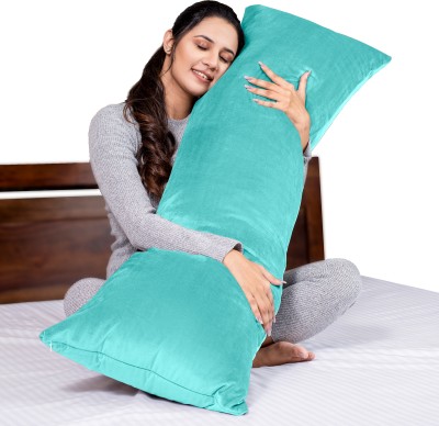 MY ARMOR Microfiber Full Body Long Sleeping Pillow | Premium Velvet Outer Cover with Zip Microfibre Solid Body Pillow Pack of 1(Aqua Green)