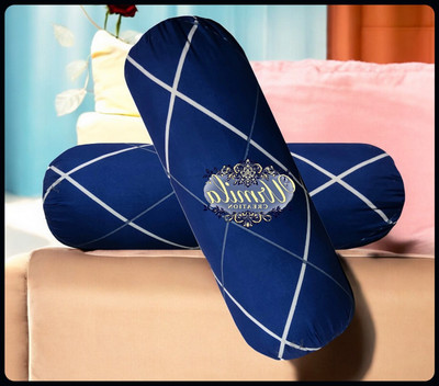 JAYOG ENTERPRISE Round Microfibre Geometric Bolster Pack of 2(Dark Blue)