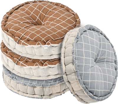 HOMESTIC by Kuber Industries Microfibre Chair Pad Pack of 4 Solid(Grey, Brown)