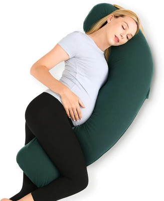 Soo Jaoo Maternity Pillow Microfibre Solid Pregnancy Pillow Pack of 1(Dark Green)
