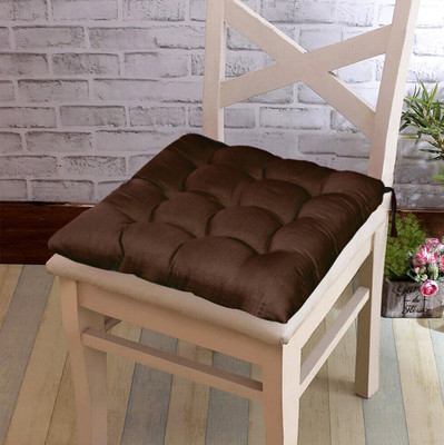 KUBER INDUSTRIES Microfibre Solid Chair Pad Pack of 1(Brown)