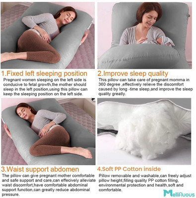 fluffymummy pregnancy pillow Cotton Solid Pregnancy Pillow Pack of 1(Grey)