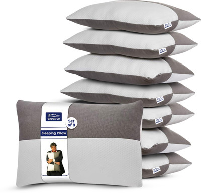 GADDA CO Hollow Sleeping Fiber Pillow with Zip | Height Adjustable Sleeping Pillow, Polyester Fibre Solid Sleeping Pillow Pack of 8(White & Grey)