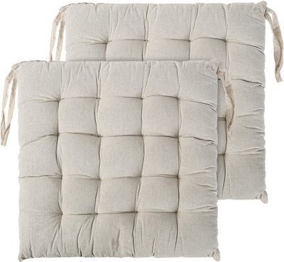 KUBER INDUSTRIES Microfibre Chair Pad Pack of 2 Solid(Yellow)