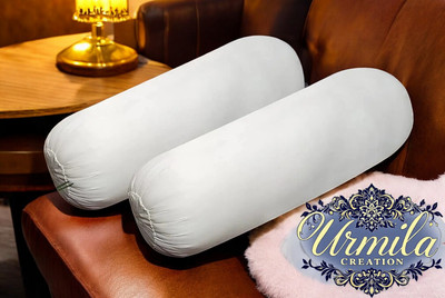 Urmila Creation Round Microfibre Solid Bolster Pack of 2(White)