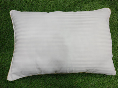 Sapnad REGULAR Polyester Fibre Stripes Sleeping Pillow Pack of 1(White)