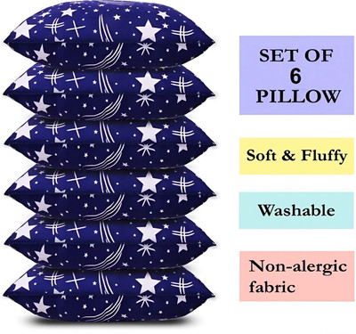 TWIROX LUXURY Polyester Fibre Abstract Sleeping Pillow Pack of 6(Blue)